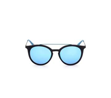 Unisex Blue Mirror Matte Black Sunglasses